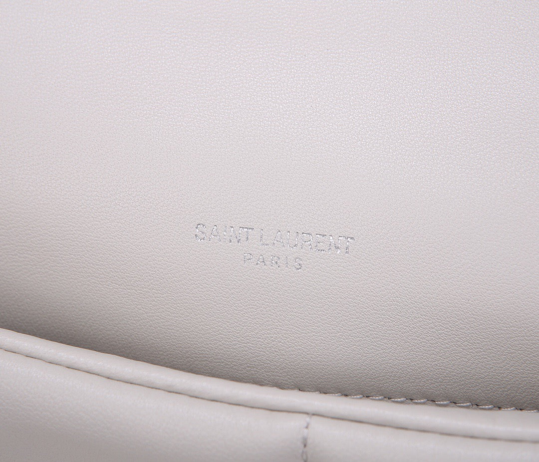 Saint Laurent Puffer Small Chain Bag In White Lambskin