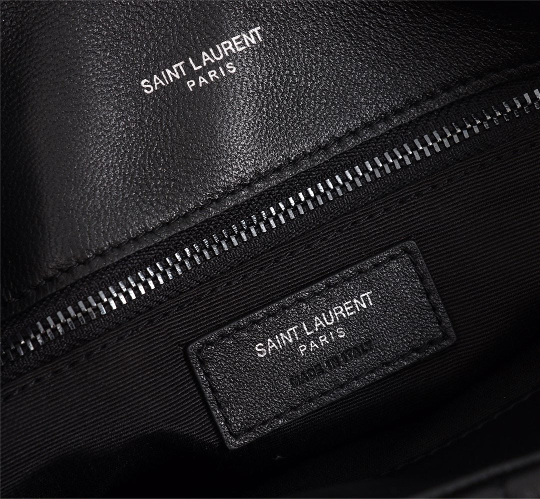 Saint Laurent Puffer Small Chain Bag In Black Lambskin