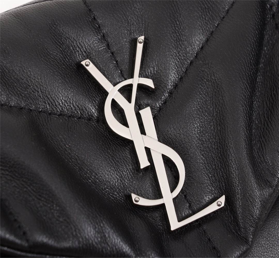 Saint Laurent Puffer Small Chain Bag In Black Lambskin