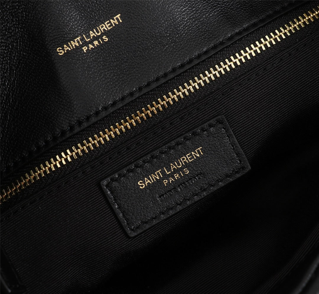 Saint Laurent Puffer Small Chain Bag In Black Lambskin