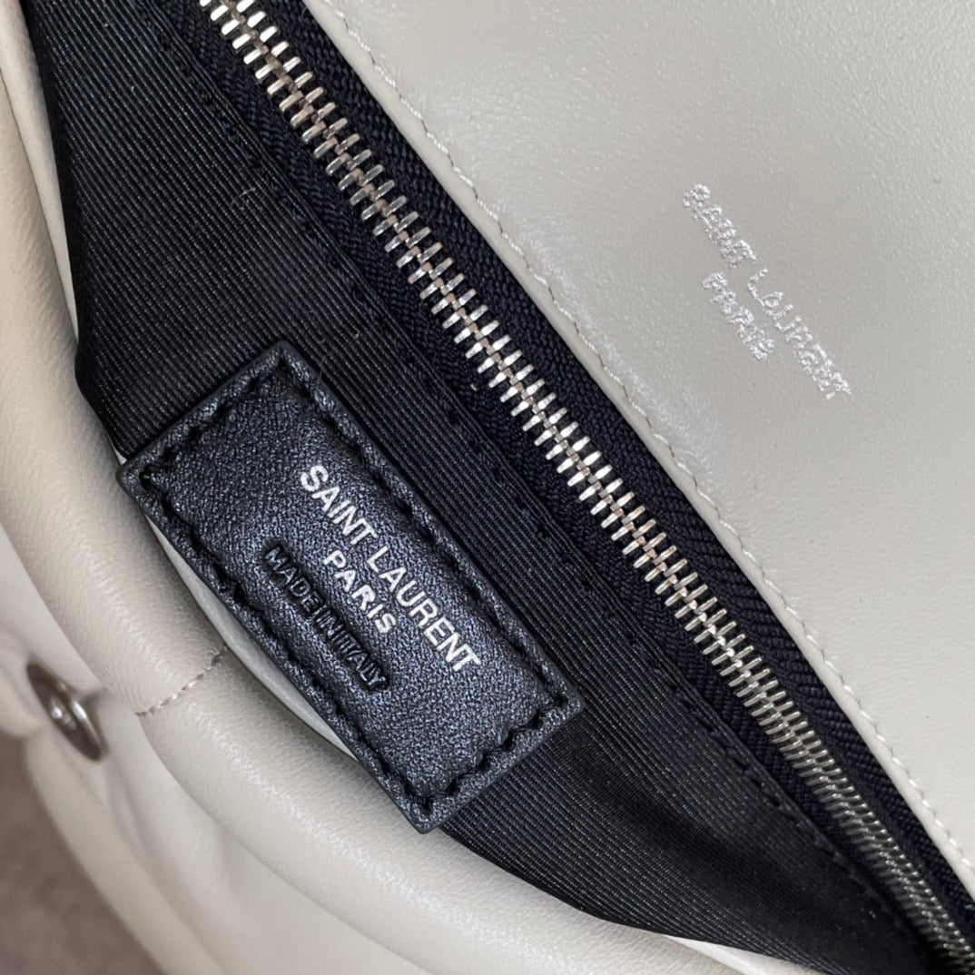 Saint Laurent Puffer Medium Chain Bag In Off-white Lambskin