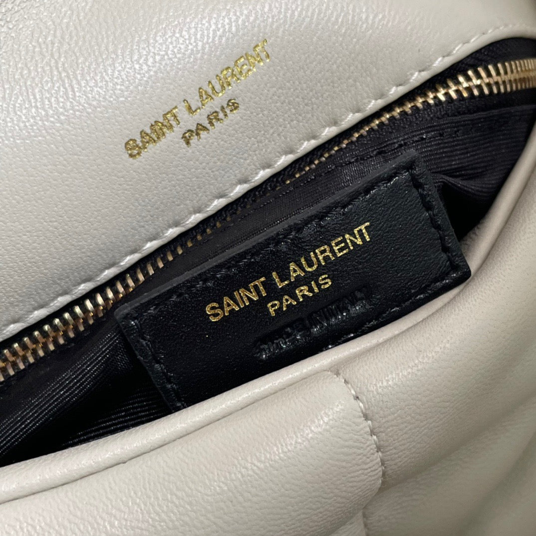 Saint Laurent Puffer Medium Chain Bag In Off-white Lambskin