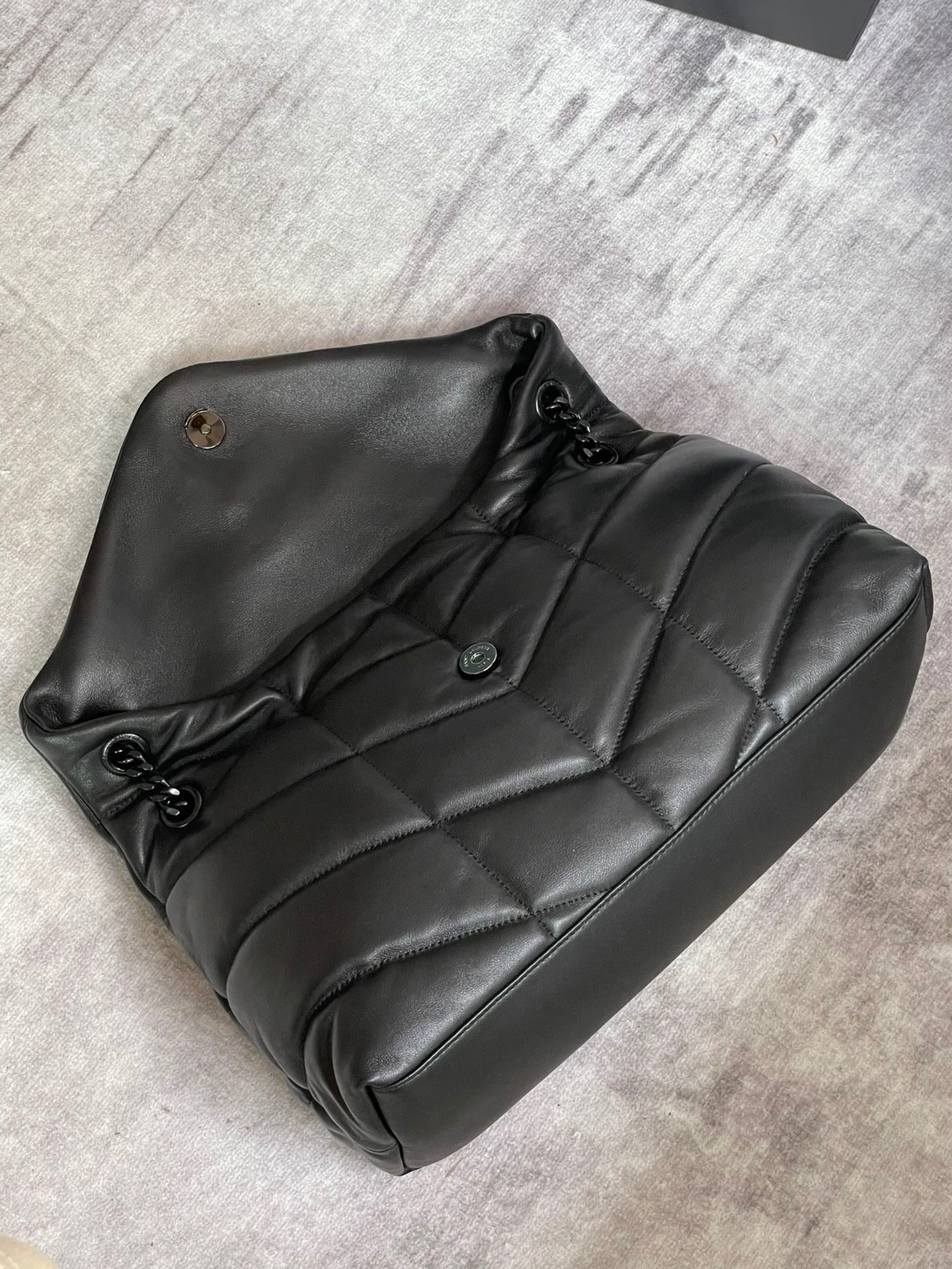 Saint Laurent Puffer Medium Chain Bag In Black Lambskin