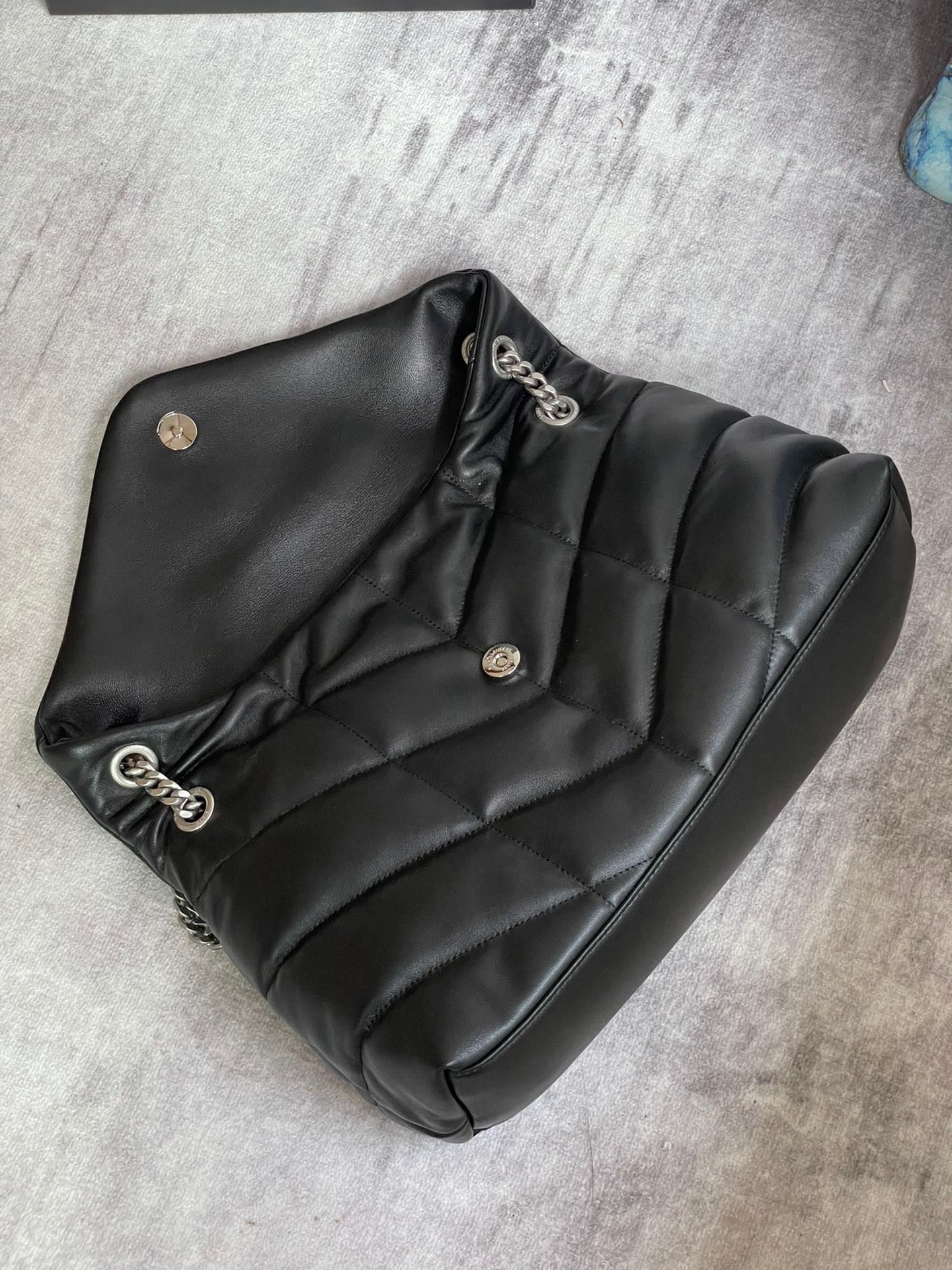 Saint Laurent Puffer Medium Chain Bag In Noir Lambskin