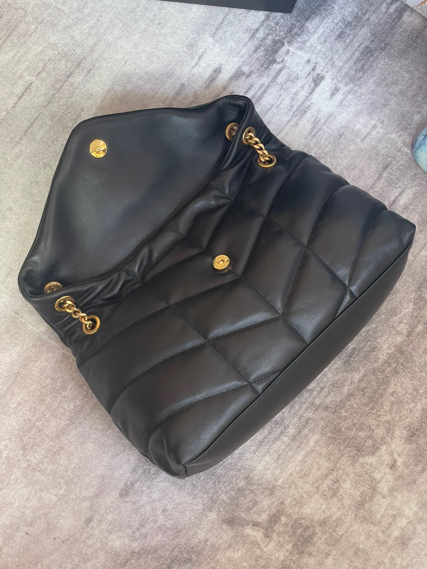 Saint Laurent Puffer Medium Chain Bag In Black Lambskin