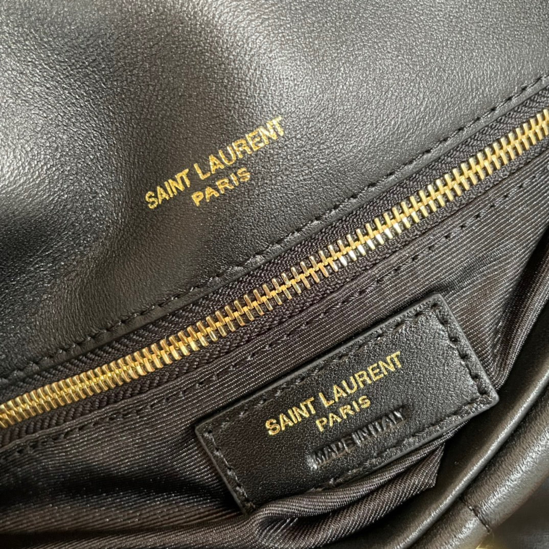 Saint Laurent Puffer Medium Chain Bag In Black Lambskin