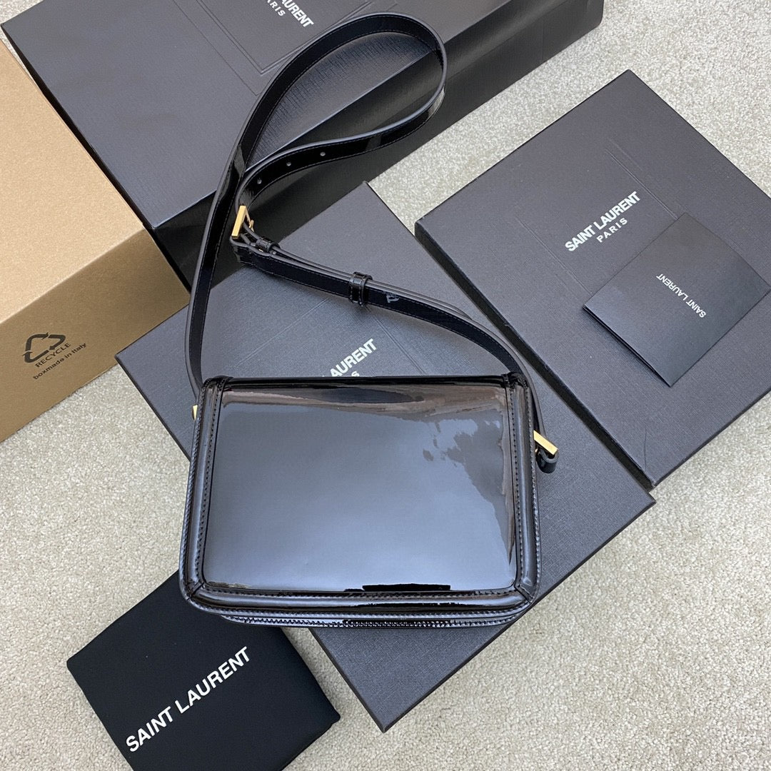 Saint Laurent Small Solferino Black Patent Leather Bag