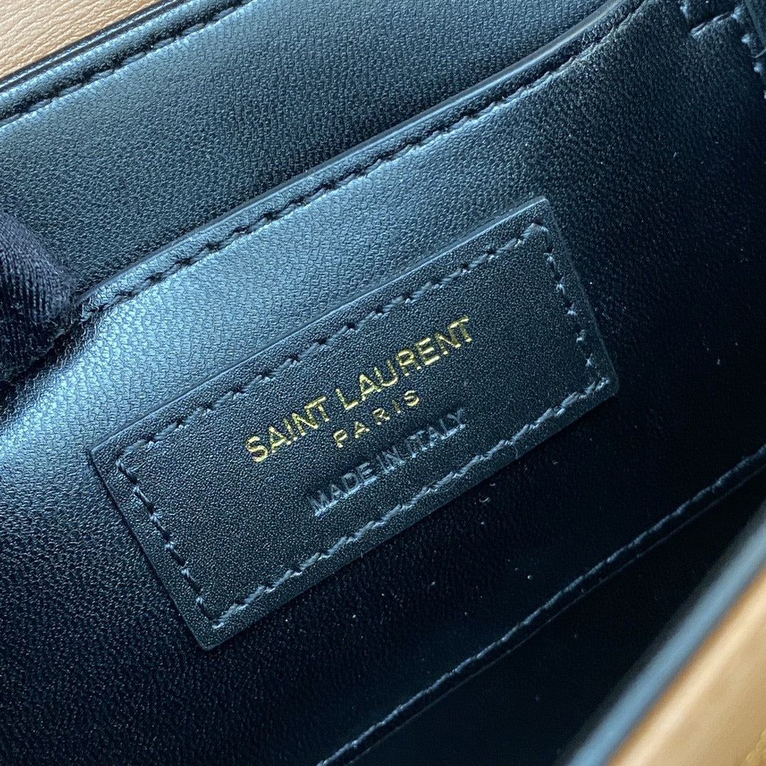 Saint Laurent Small Solferino Bag In Gold Brown Calfskin