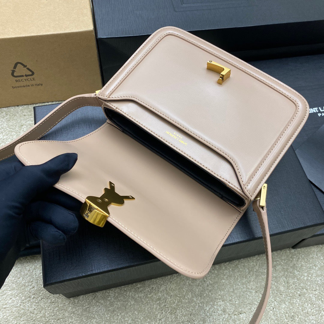 Saint Laurent Small Solferino Bag In Nude Calfskin