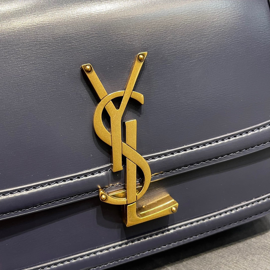 Saint Laurent Small Solferino Bag In Blue Calfskin