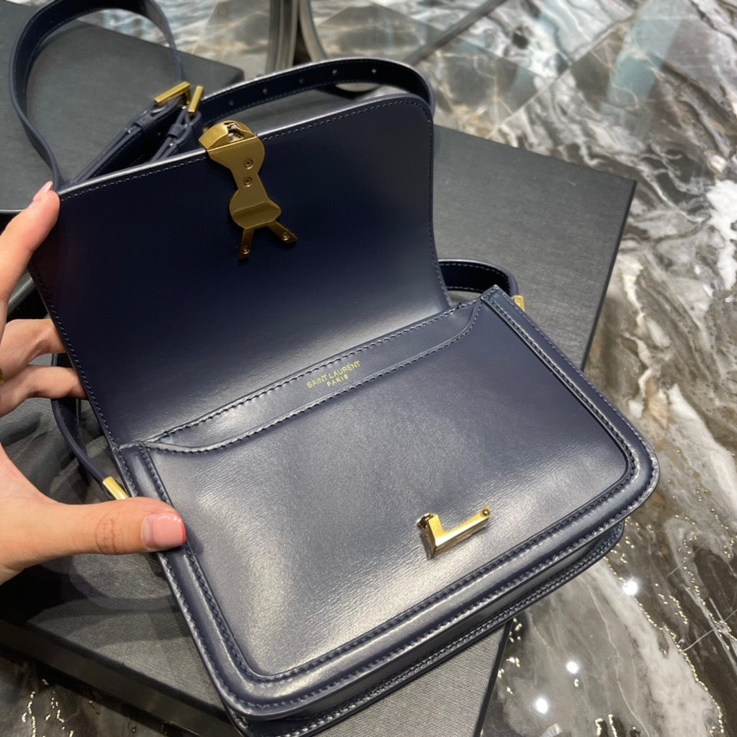 Saint Laurent Small Solferino Bag In Blue Calfskin