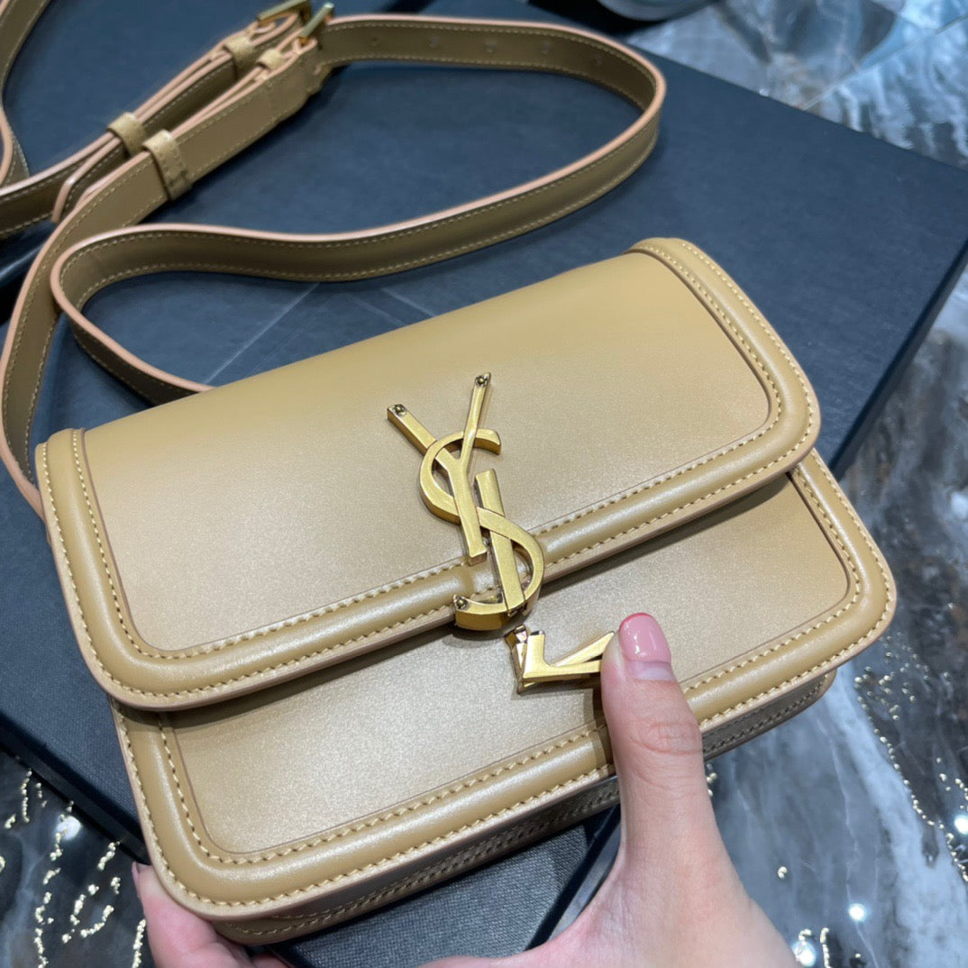 Saint Laurent Small Solferino Bag In Jaune Ambre Calfskin