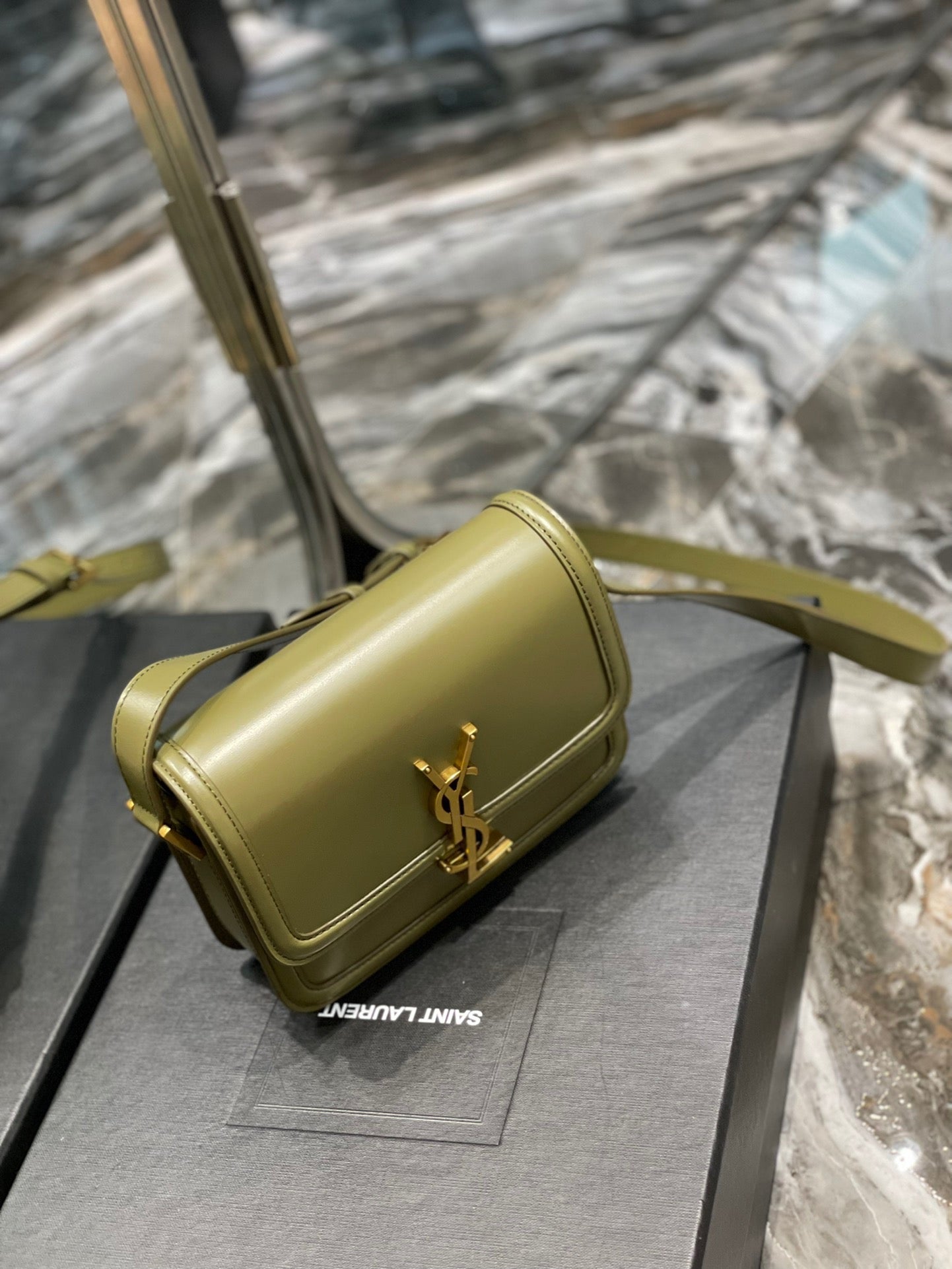 Saint Laurent Small Solferino Bag In Green Calfskin