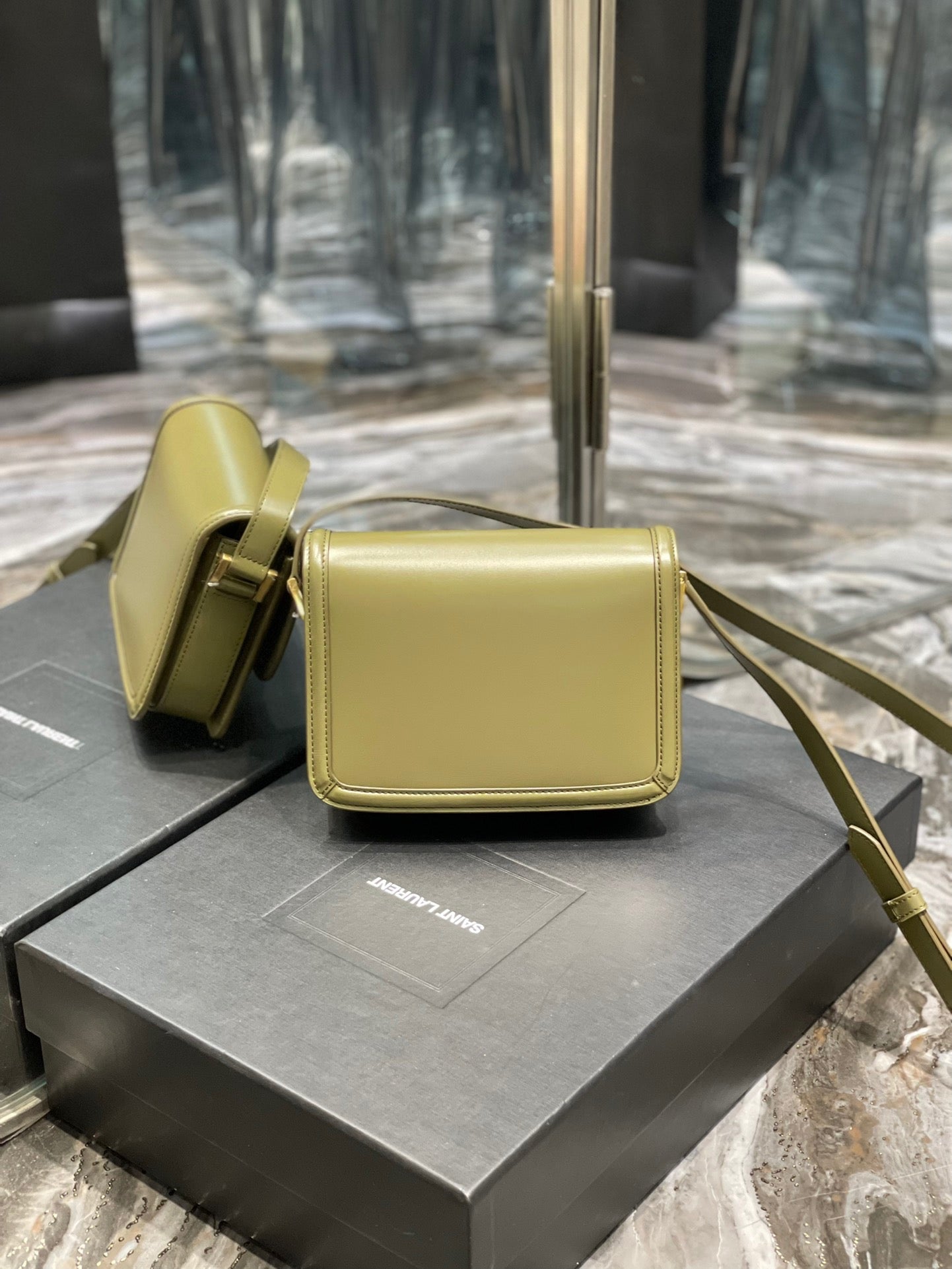 Saint Laurent Small Solferino Bag In Green Calfskin