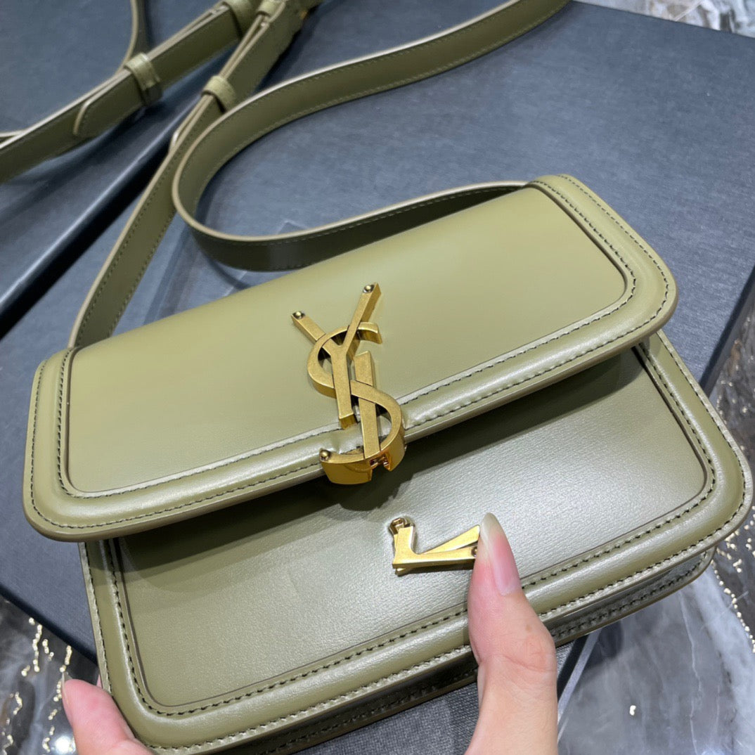 Saint Laurent Small Solferino Bag In Green Calfskin