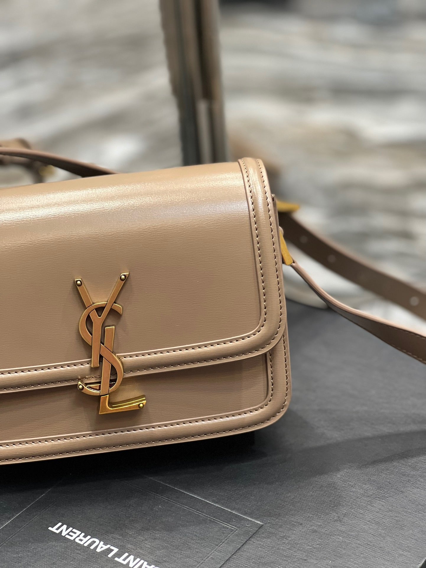 Saint Laurent Small Solferino Bag In Apricot Calfskin