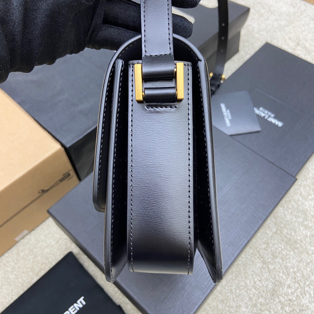 Saint Laurent Medium Solferino Bag In Black And White Calfskin