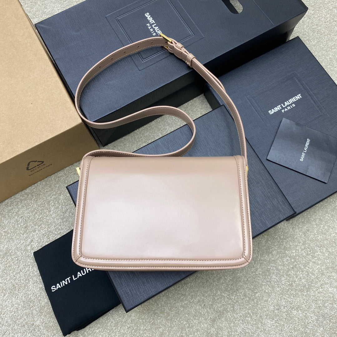 Saint Laurent Medium Solferino Bag In Nude Calfskin