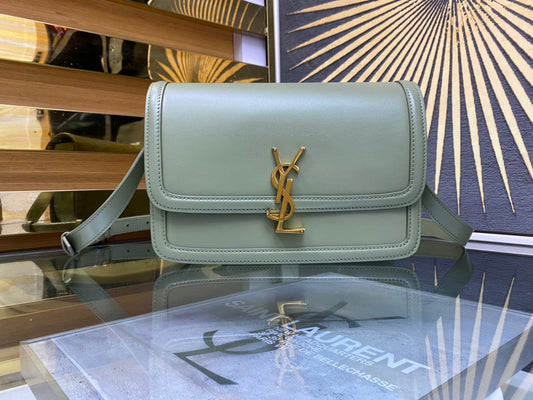 Saint Laurent Medium Solferino Bag In Light Green Calfskin