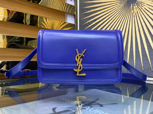 Saint Laurent Medium Solferino Bag In Dark Blue Calfskin