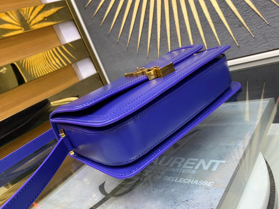 Saint Laurent Medium Solferino Bag In Dark Blue Calfskin