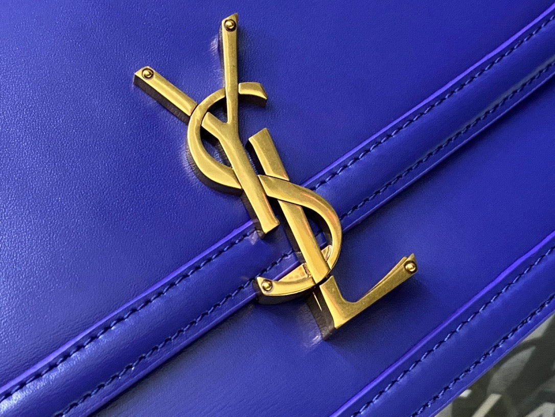 Saint Laurent Medium Solferino Bag In Dark Blue Calfskin