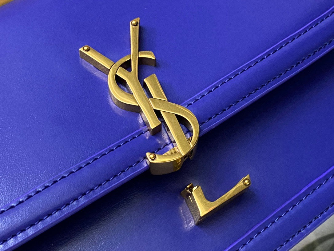 Saint Laurent Medium Solferino Bag In Dark Blue Calfskin