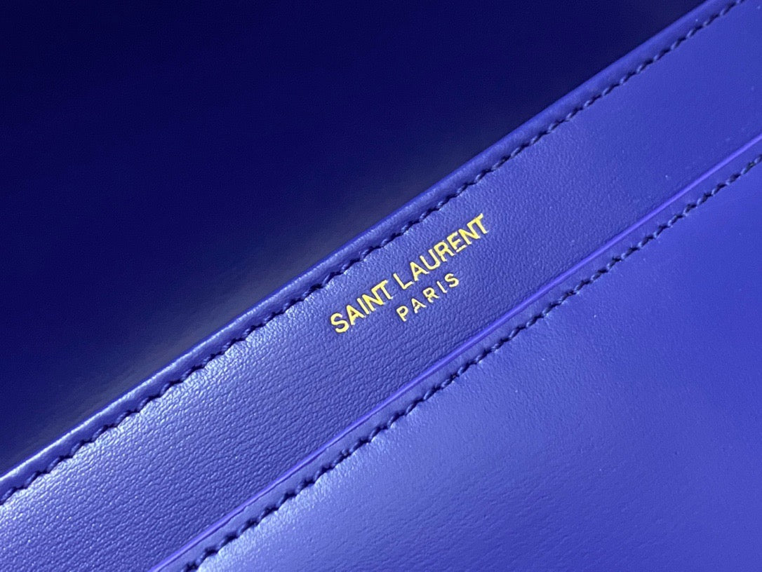 Saint Laurent Medium Solferino Bag In Dark Blue Calfskin