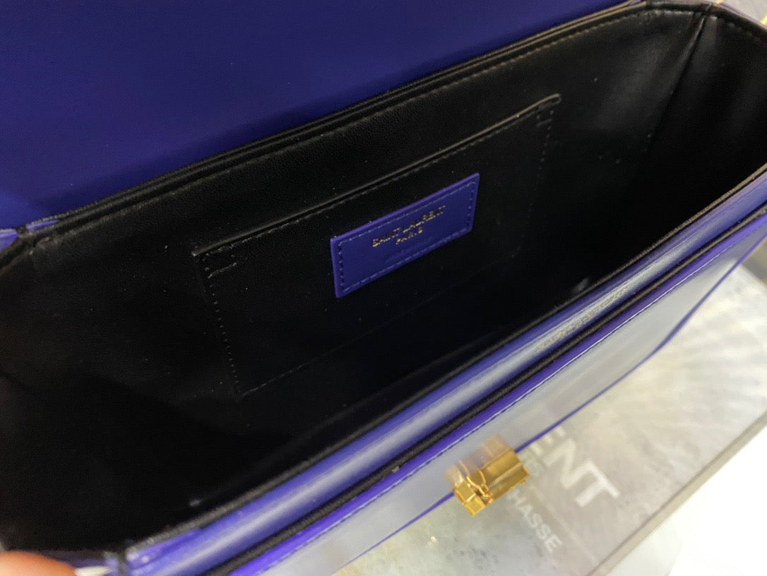 Saint Laurent Medium Solferino Bag In Dark Blue Calfskin