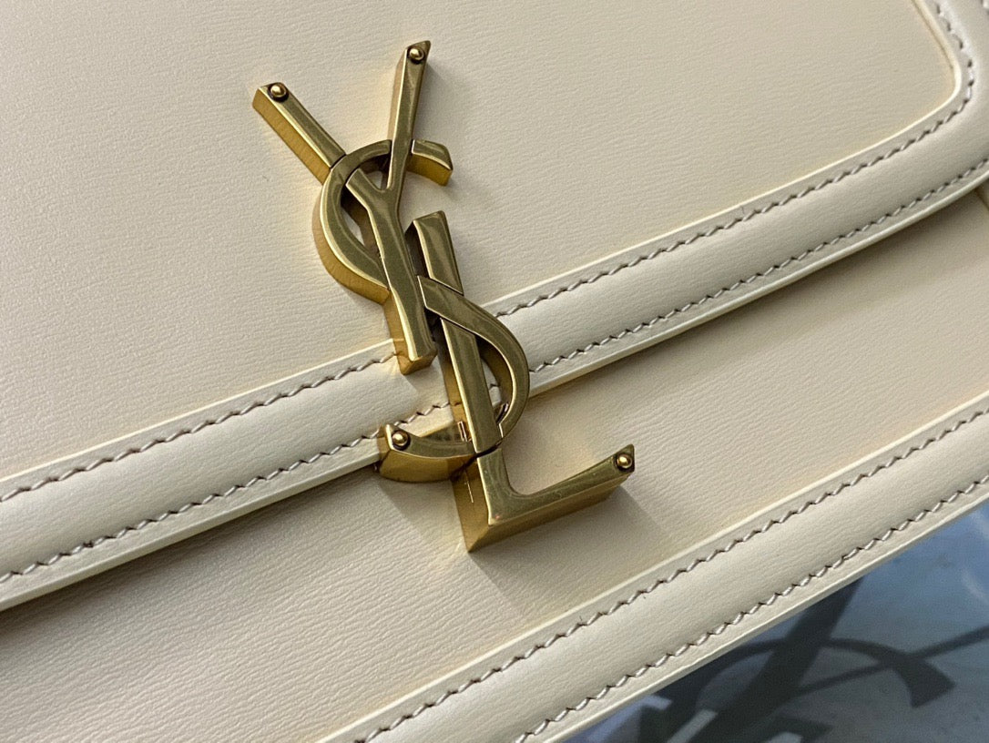 Saint Laurent Medium Solferino Bag In Beige Calfskin