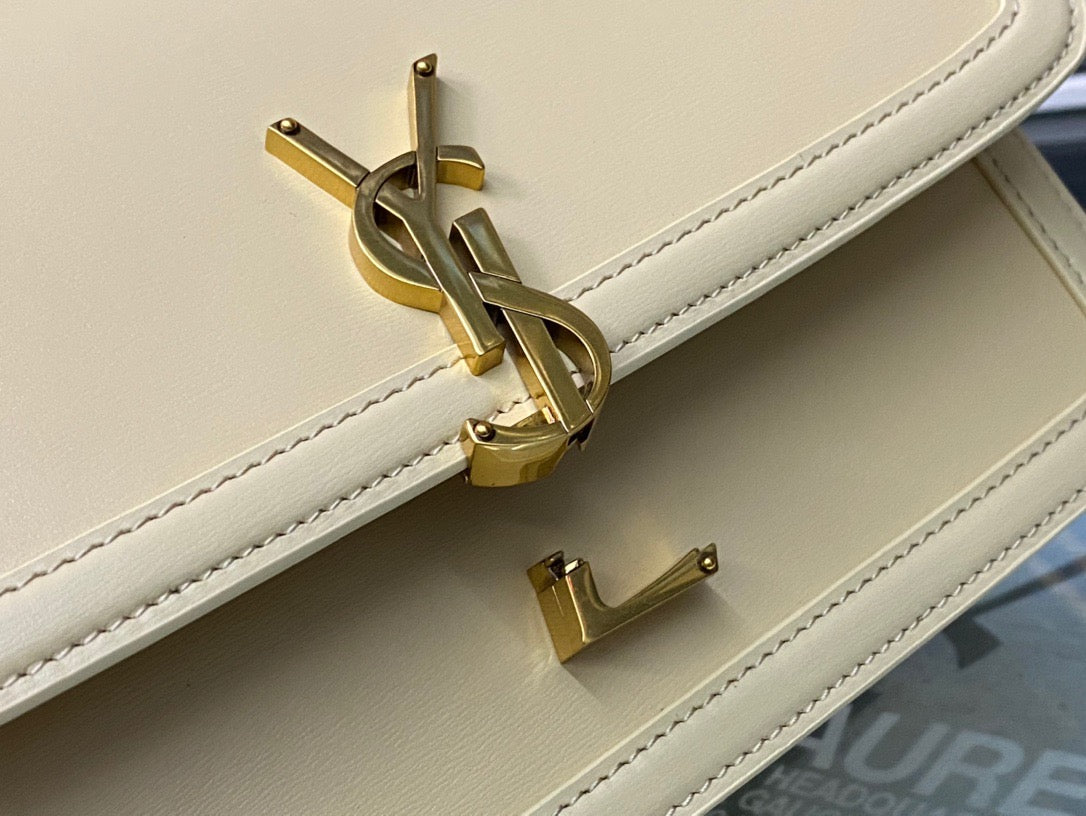 Saint Laurent Medium Solferino Bag In Beige Calfskin