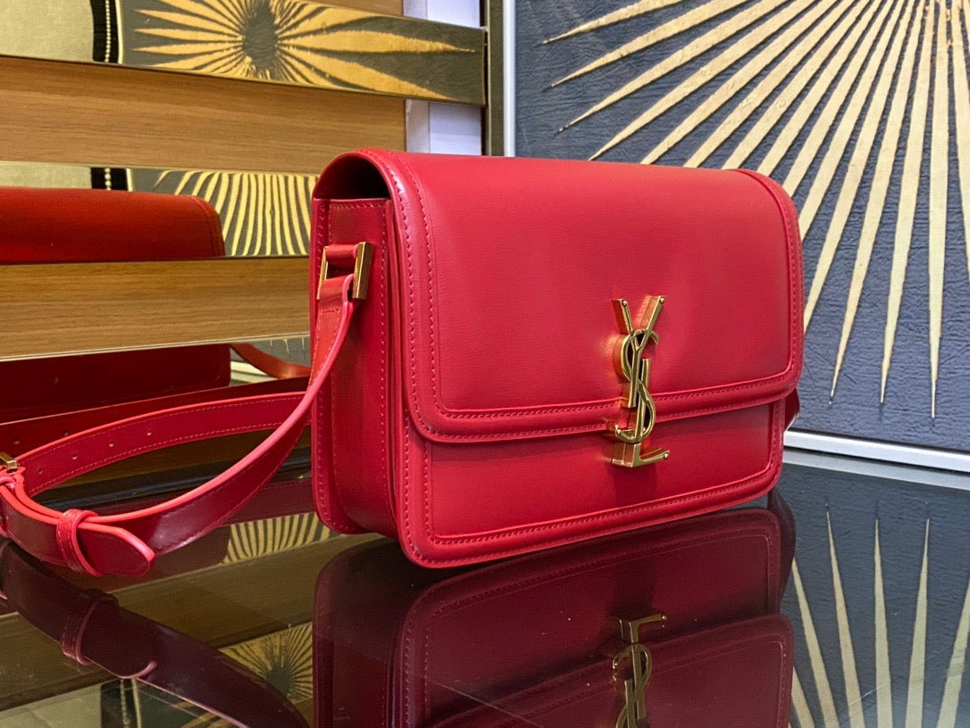 Saint Laurent Medium Solferino Bag In Red Calfskin