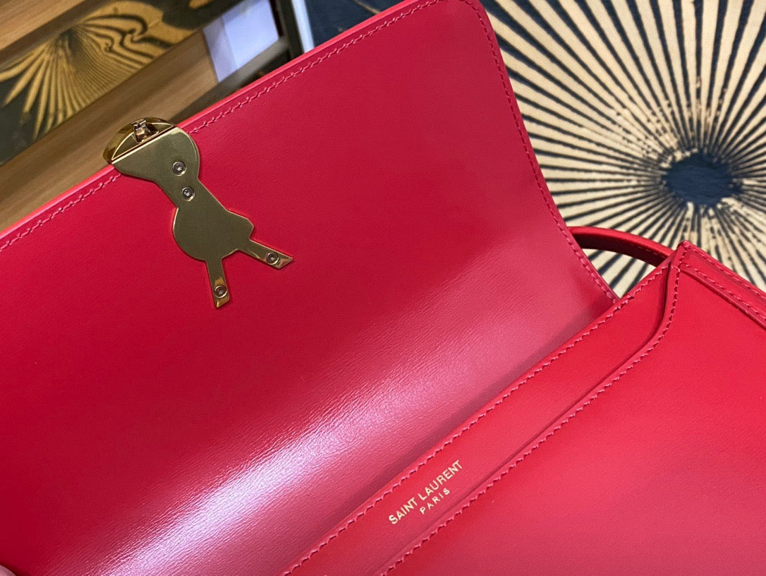 Saint Laurent Medium Solferino Bag In Red Calfskin