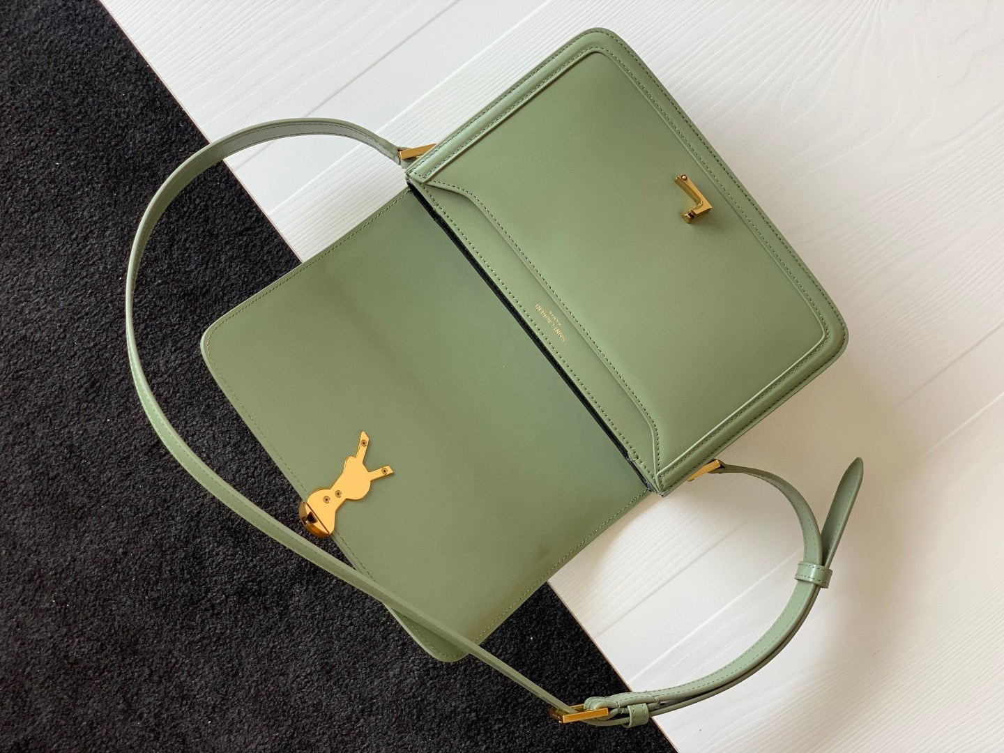 Saint Laurent Medium Solferino Bag In Avocado Green Calfskin