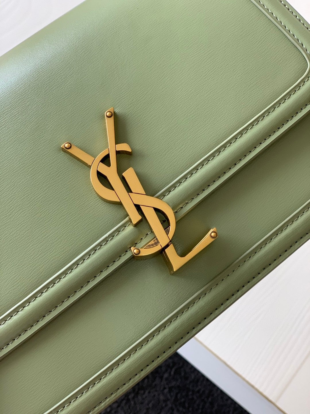 Saint Laurent Medium Solferino Bag In Avocado Green Calfskin