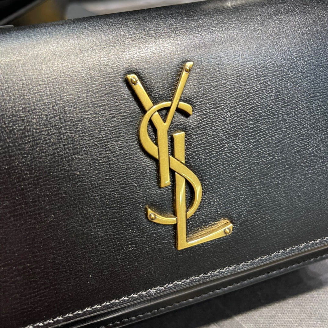 Saint Laurent Sunset Small Top Handle Bag In Black Calfskin