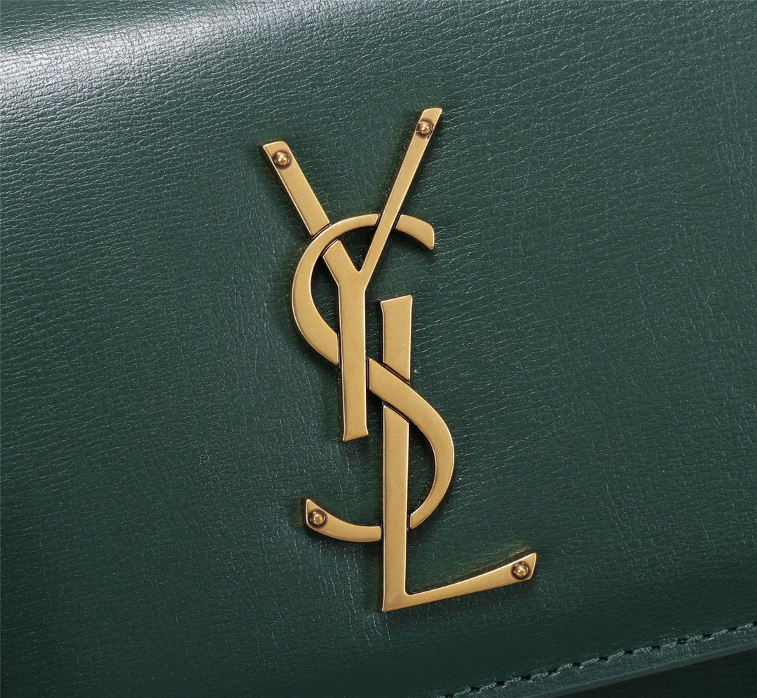 Saint Laurent Sunset Medium Chain Bag In Dark Green Calfskin