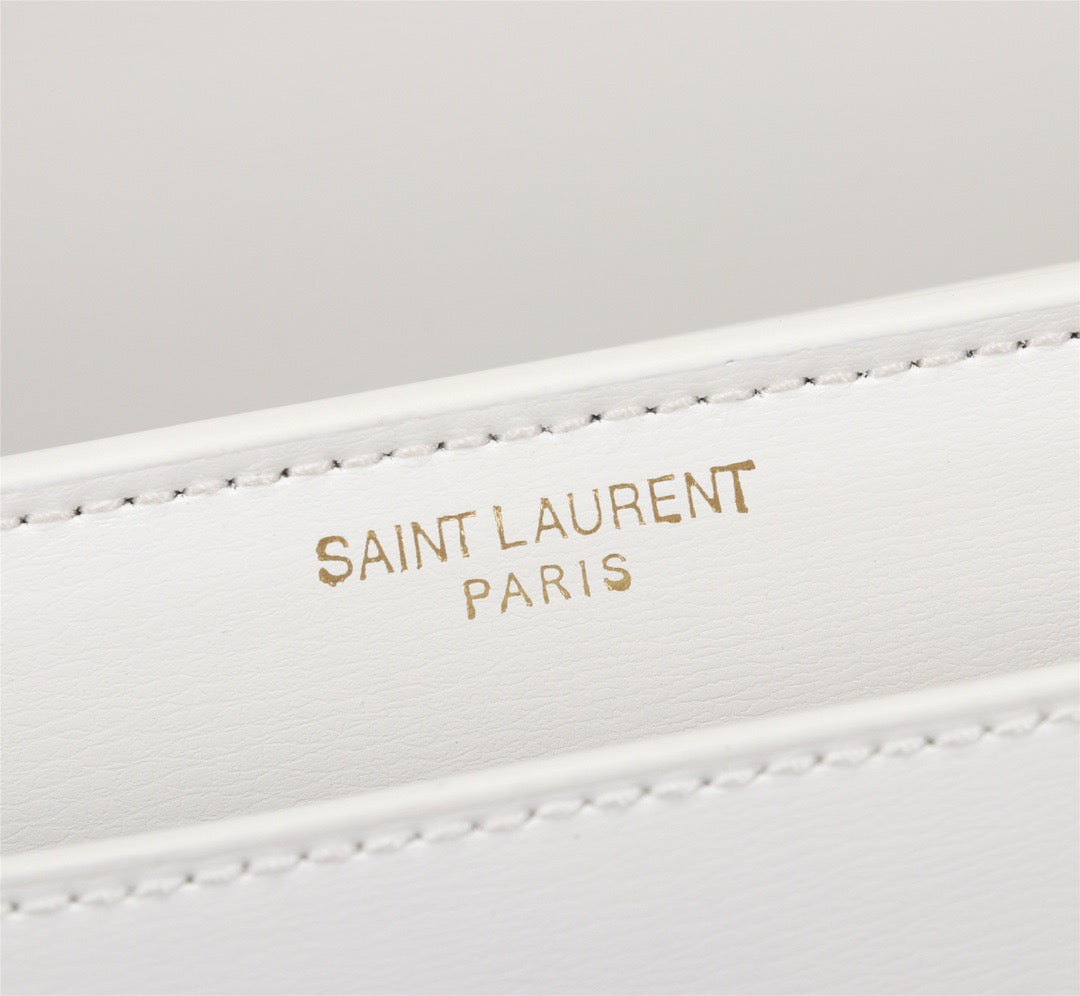 Saint Laurent Sunset Medium Chain Bag In White Calfskin