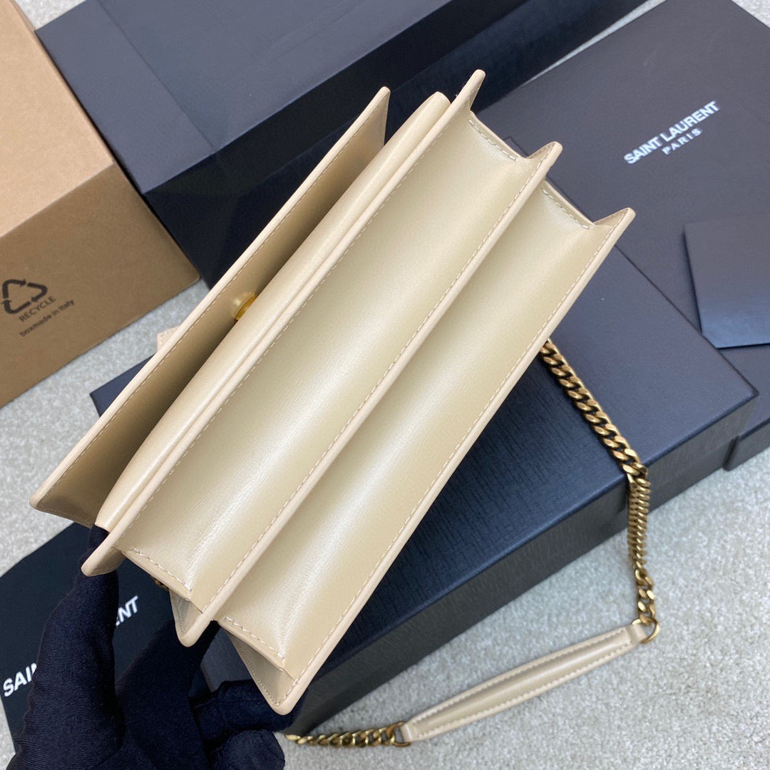 Saint Laurent Sunset Medium Chain Bag In Beige Calfskin