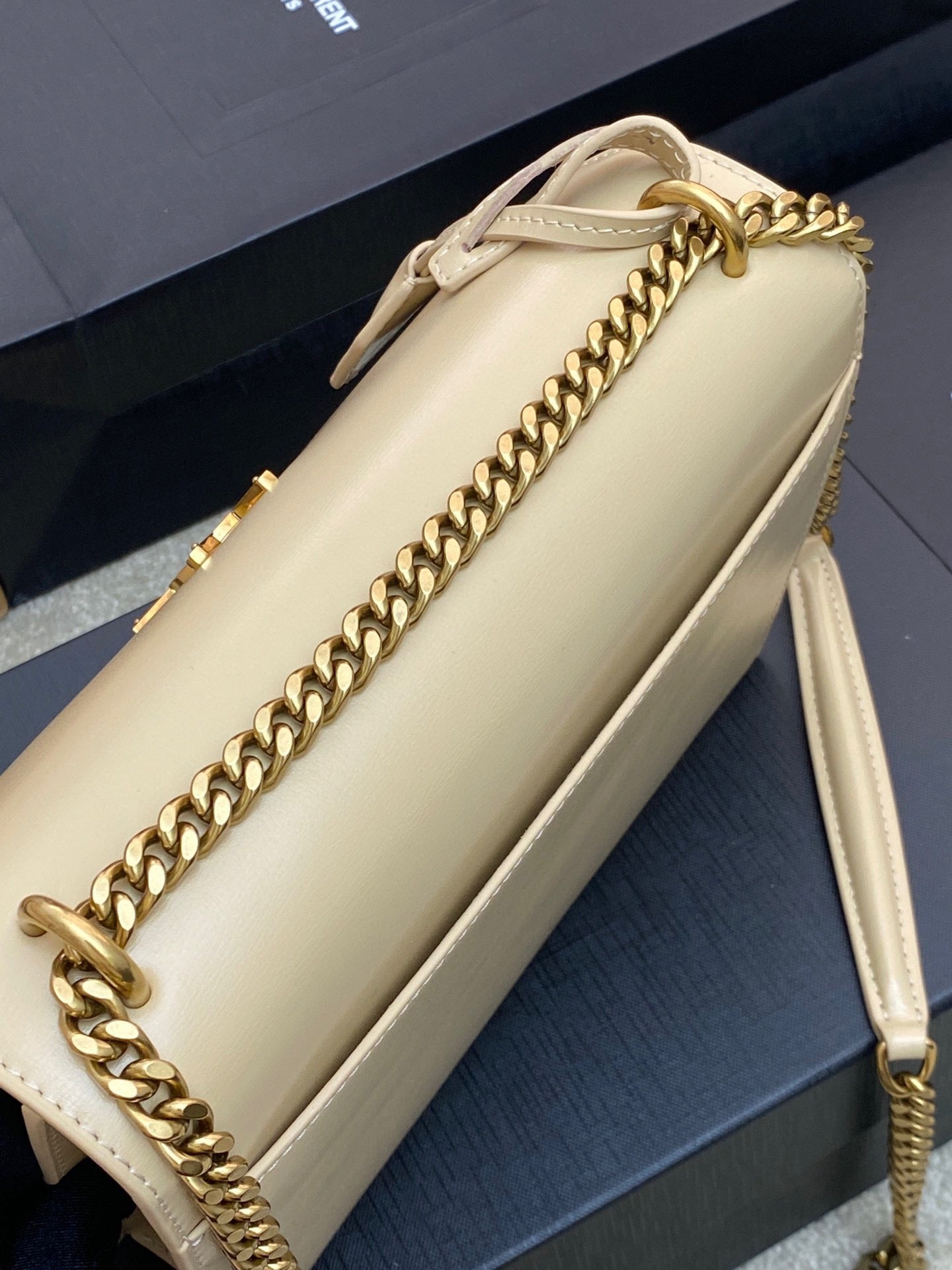 Saint Laurent Sunset Medium Chain Bag In Beige Calfskin