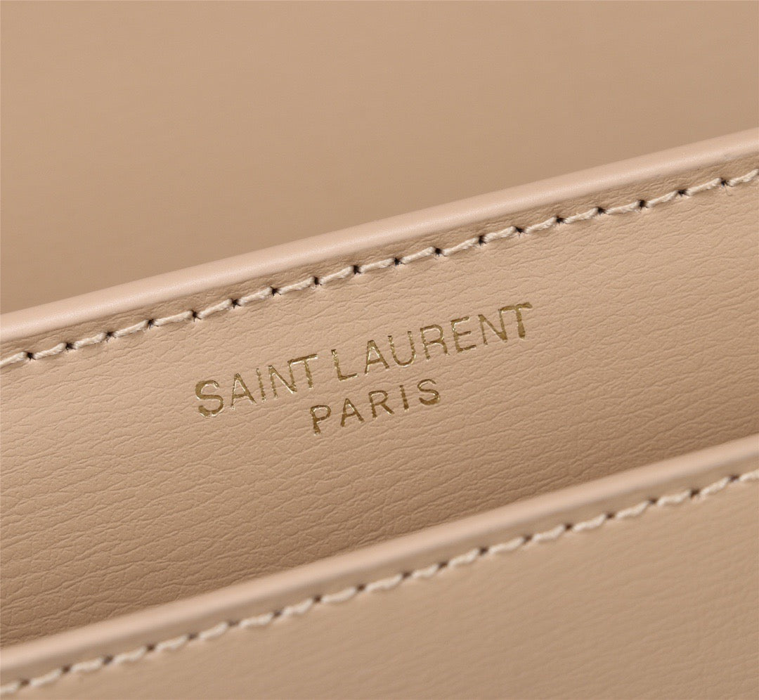 Saint Laurent Sunset Large Top Handle Bag In Beige Calfskin