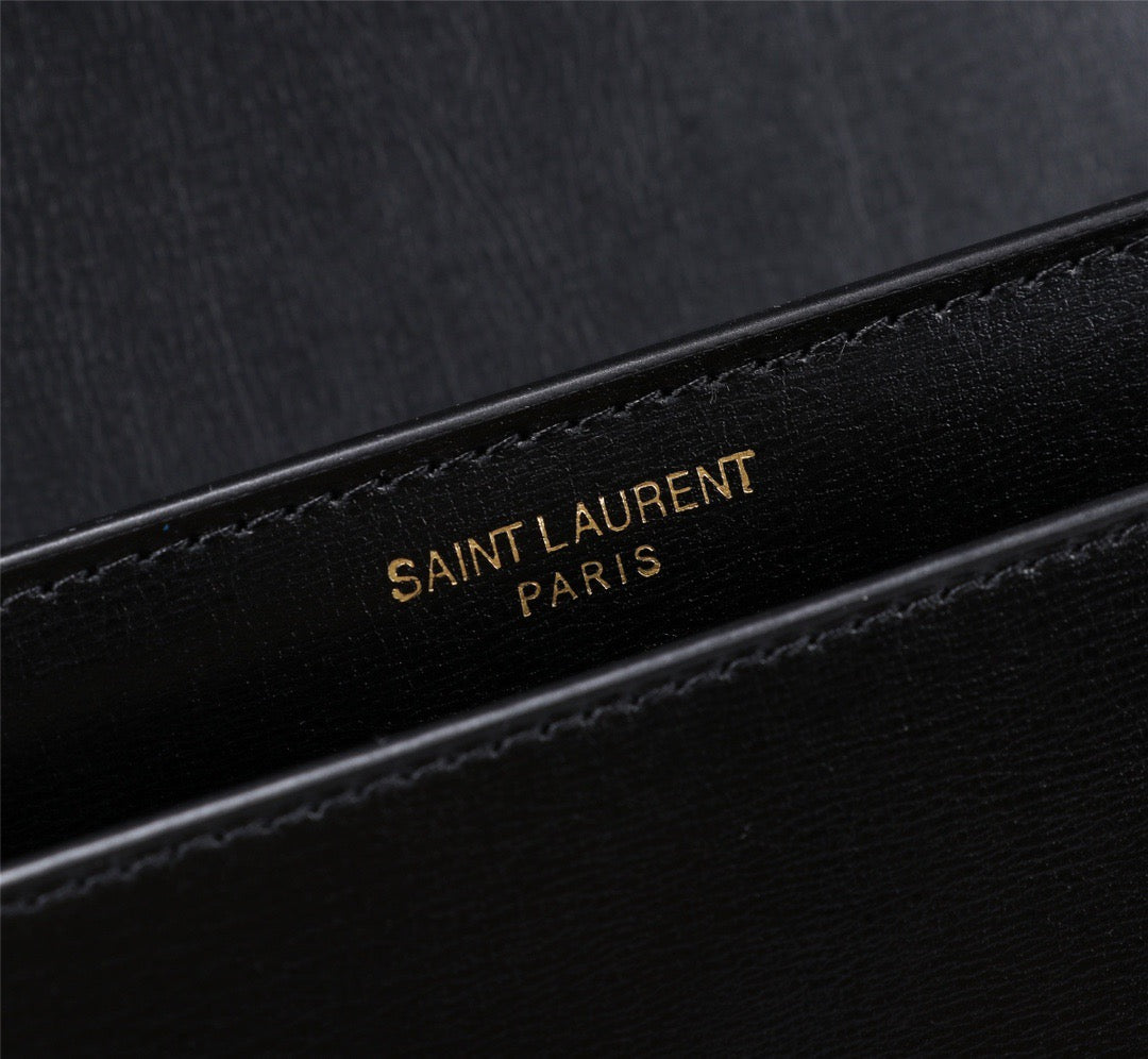 Saint Laurent Sunset Medium Top Handle Bag In Black Calfskin