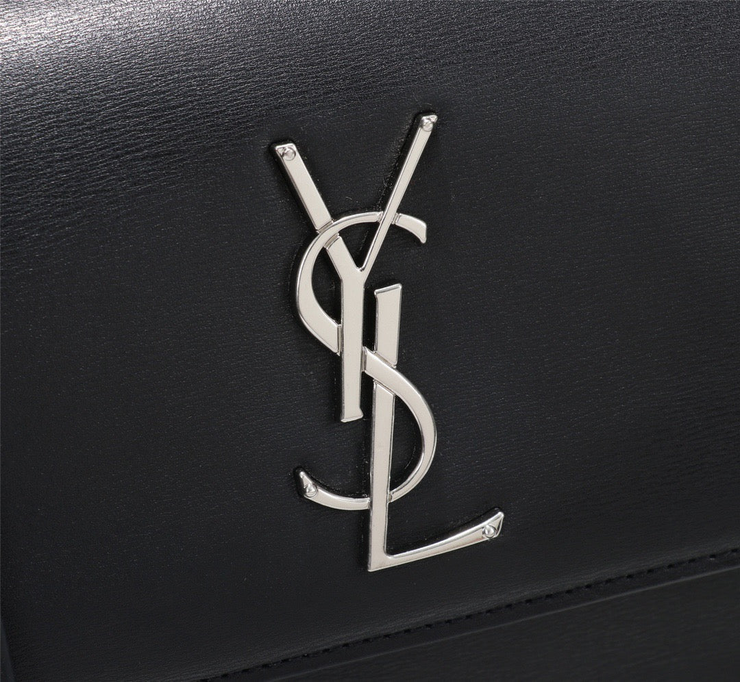 Saint Laurent Sunset Large Top Handle Bag In Black Calfskin