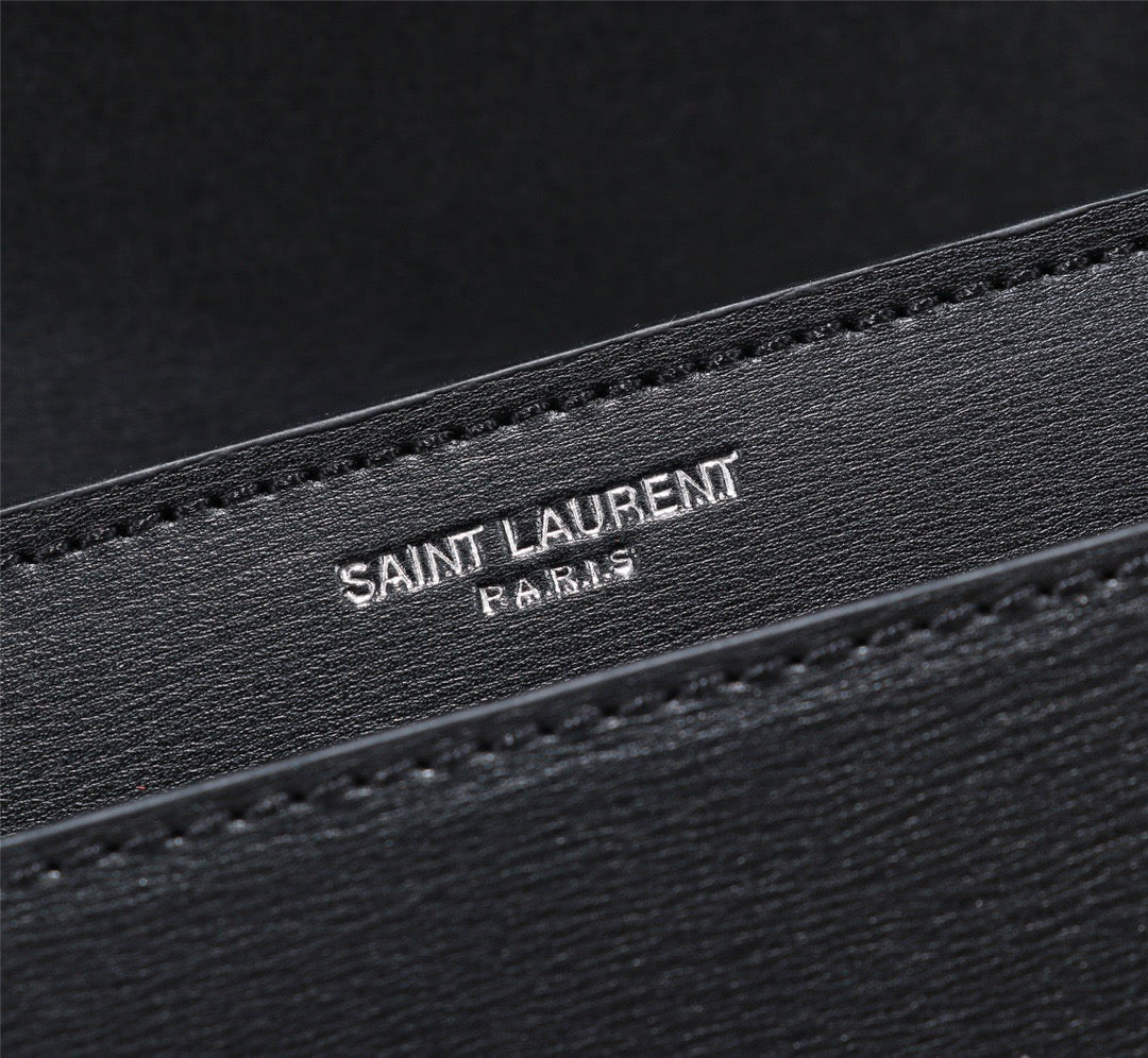 Saint Laurent Sunset Large Top Handle Bag In Black Calfskin