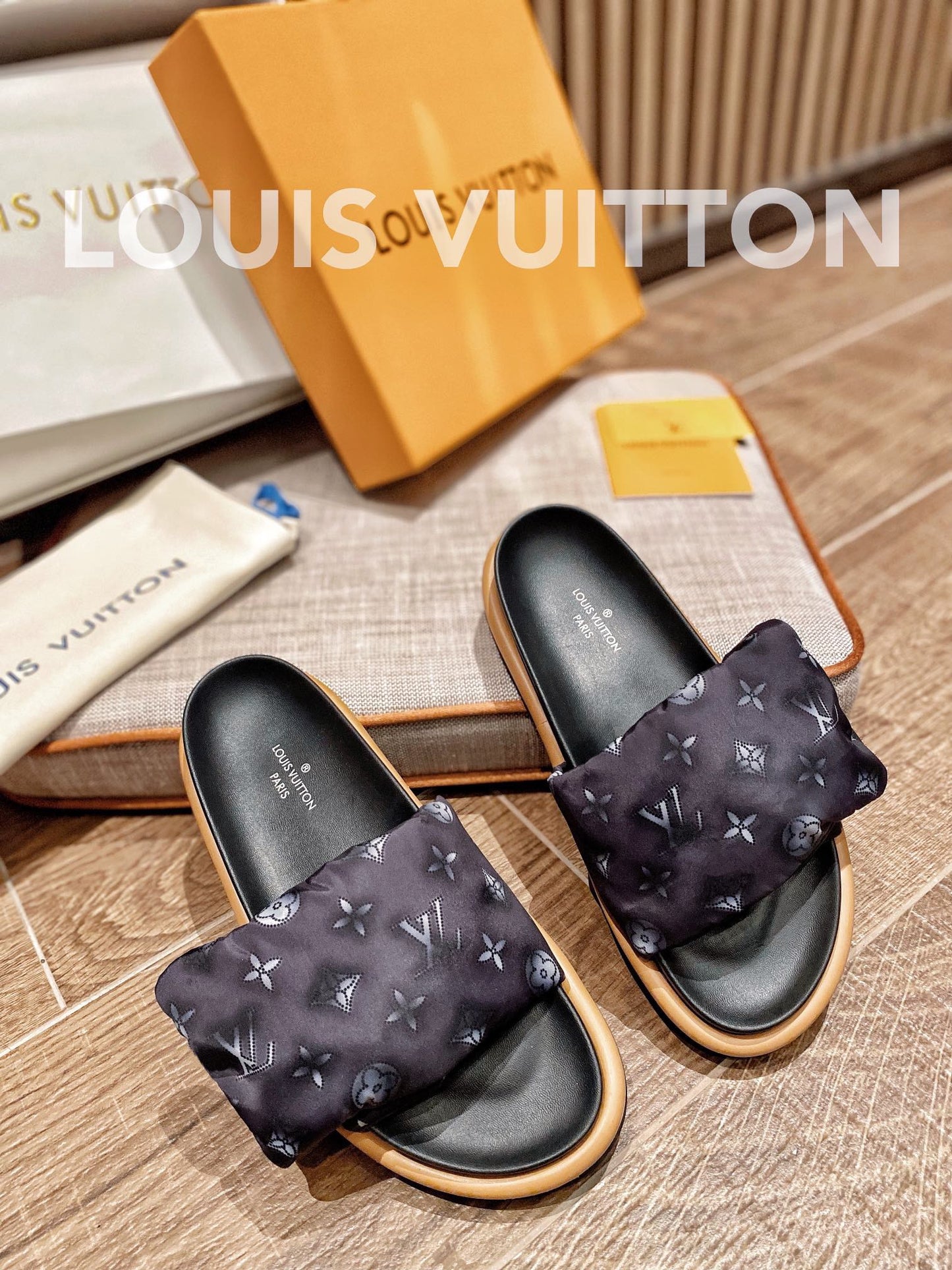 LV Dark Brown Classic Presbyopic Velcro Slippers