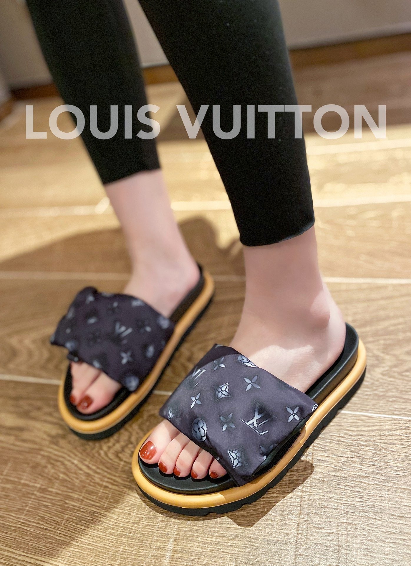 LV Dark Brown Classic Presbyopic Velcro Slippers