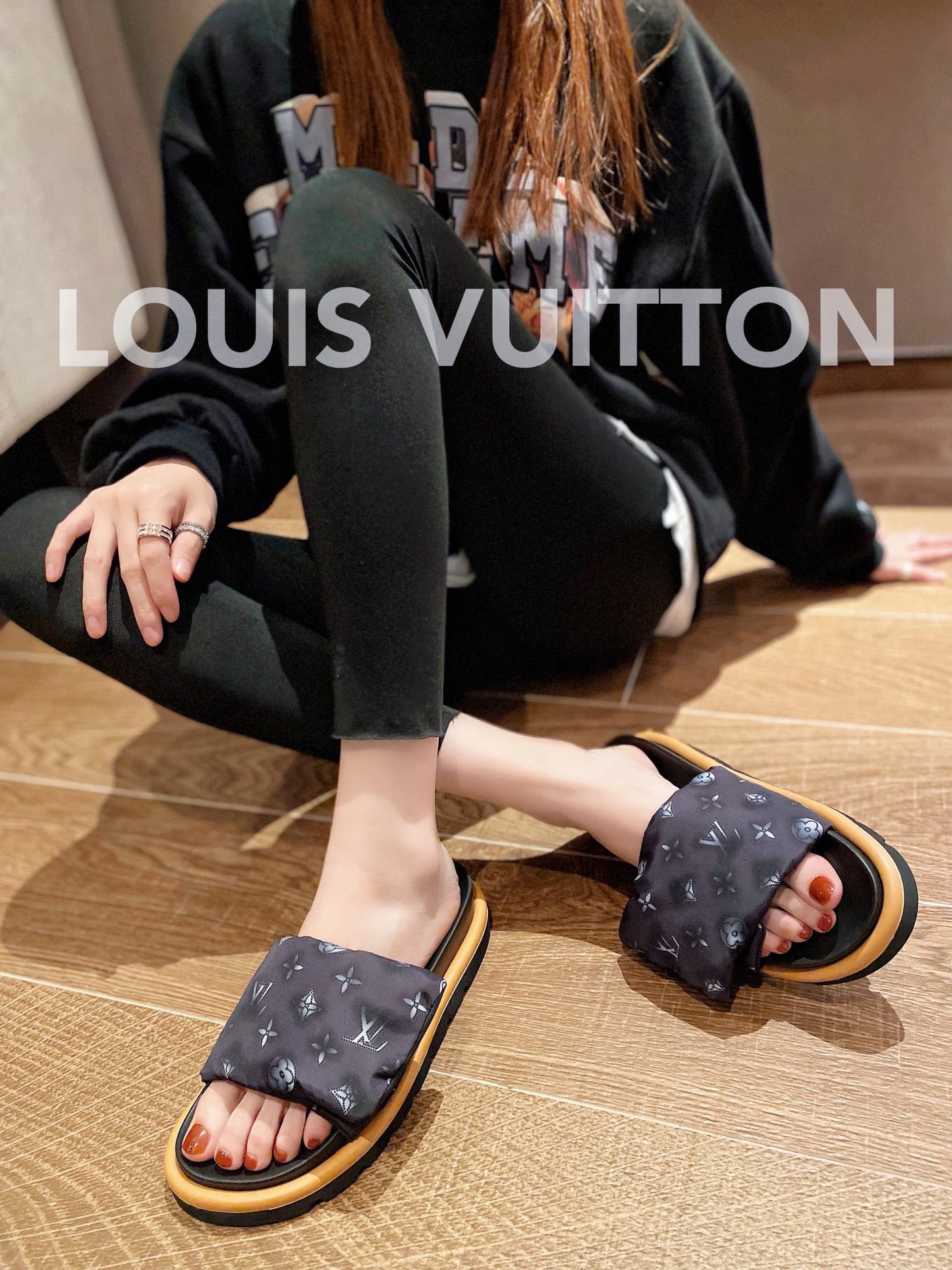 LV Dark Brown Classic Presbyopic Velcro Slippers