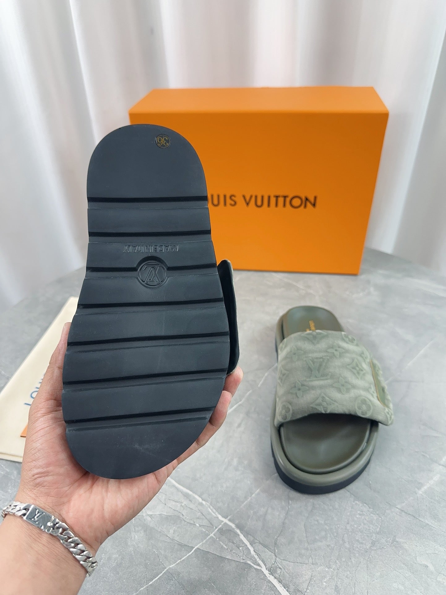 Louis Vuitton Pool Pillow Comfort Slippers In Green