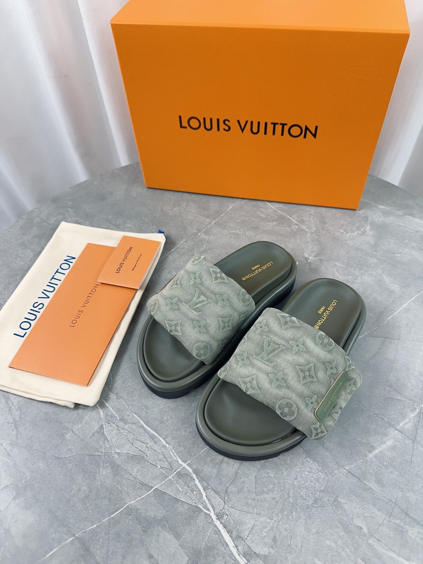 Louis Vuitton Pool Pillow Comfort Slippers In Green