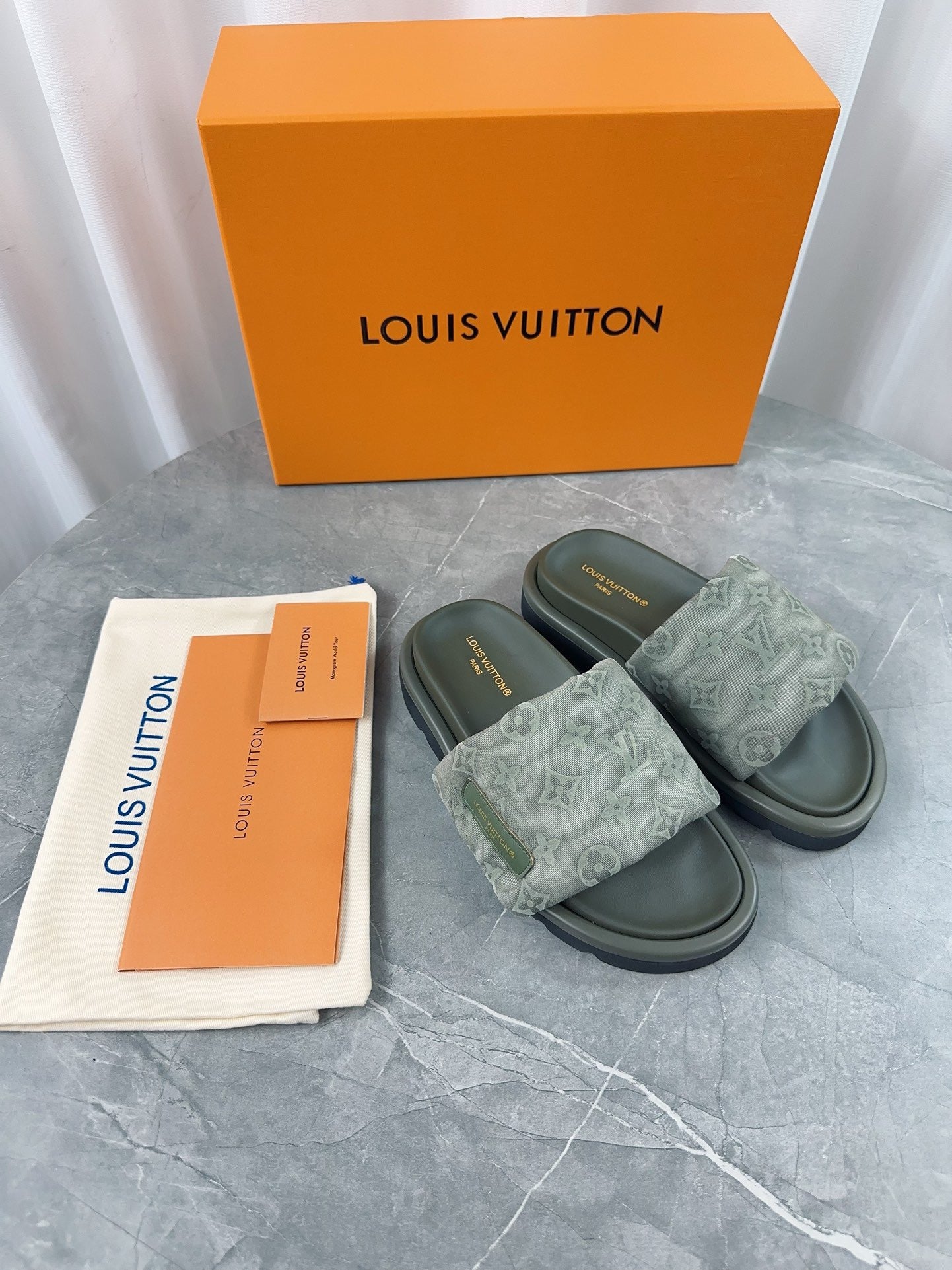 Louis Vuitton Pool Pillow Comfort Slippers In Green